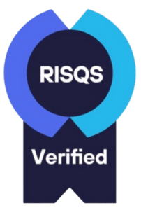 RISQS Verified badge showcasing certification for safety and quality assurance in the supply chain industry, featuring blue and black colors.